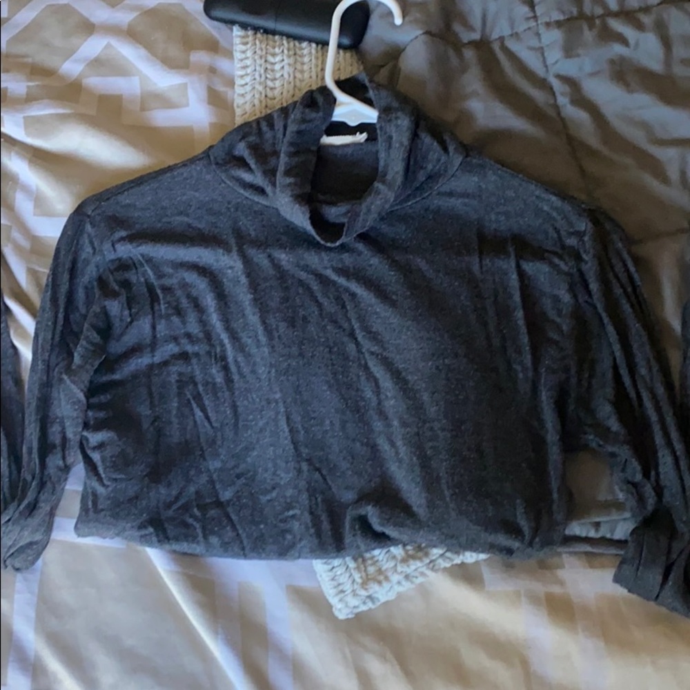 Dark grey turtle neck long-sleeve top